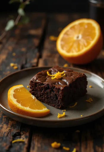 Brownie de naranja servido