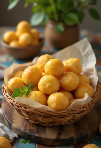 Pão de queijo brasileño recién horneado