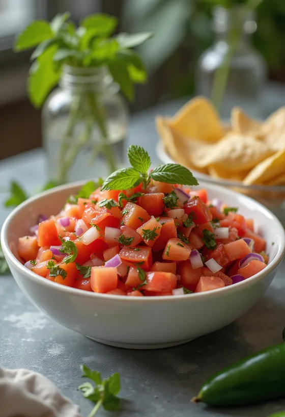 Salsa Pico de Gallo servida