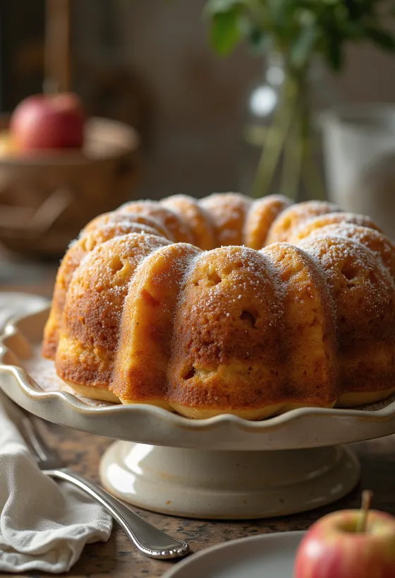 Kugelhopf de manzana y miel brillante y dorado
