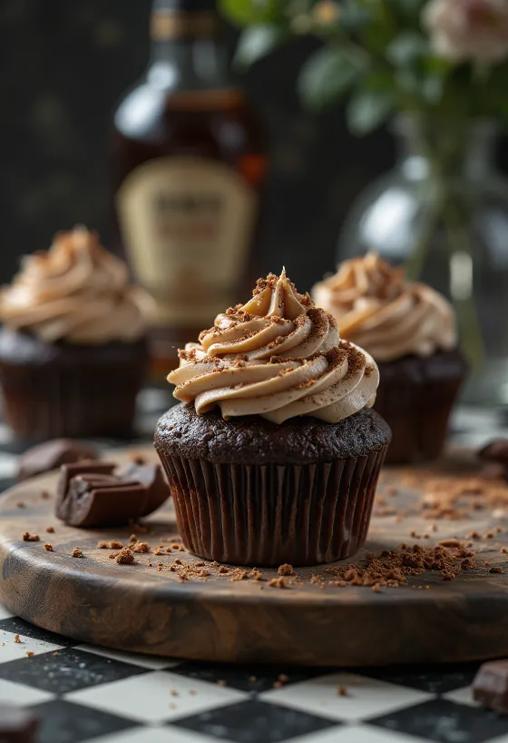 Cupcakes de ron servidos