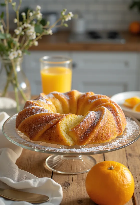 Kugelhopf de manzana y naranja con glaseado cítrico