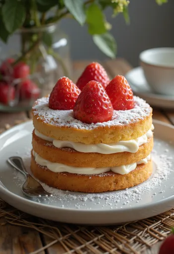 Tarta de fresas servida en un plato
