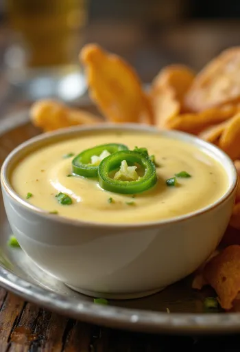 Salsa de cerveza, leche de coco y jalapeños servida