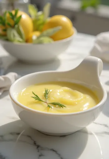 Salsa de limón y romero servida con pescado a la parrilla