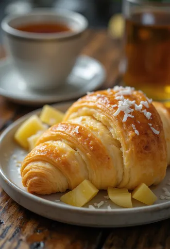 Croissant de piña servido