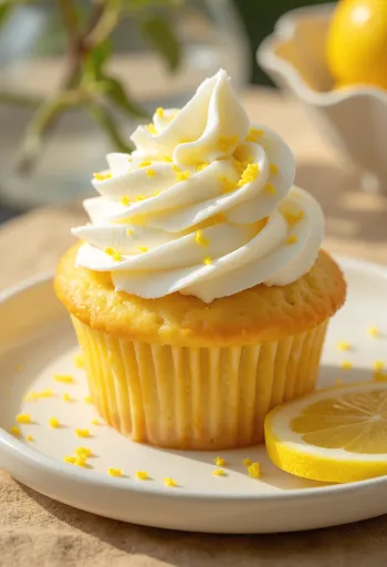Cupcakes de limón con nata recién horneados