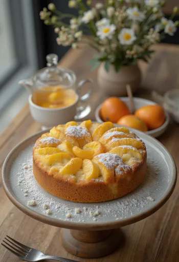 Bizcocho de manzana y naranja en molde desmontable