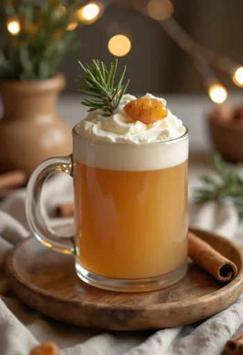 Sidra con brotes de pino servida en vaso