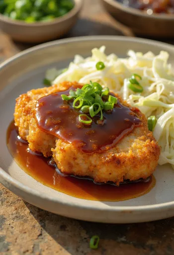 Miso Katsu, chuleta de cerdo empanada crujiente con salsa de miso
