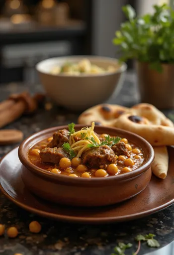 Nihari con garbanzos servido como estofado rico y especiado