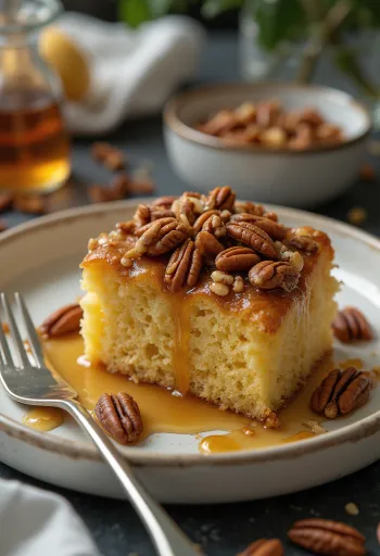 Pastel de nueces pecanas servido