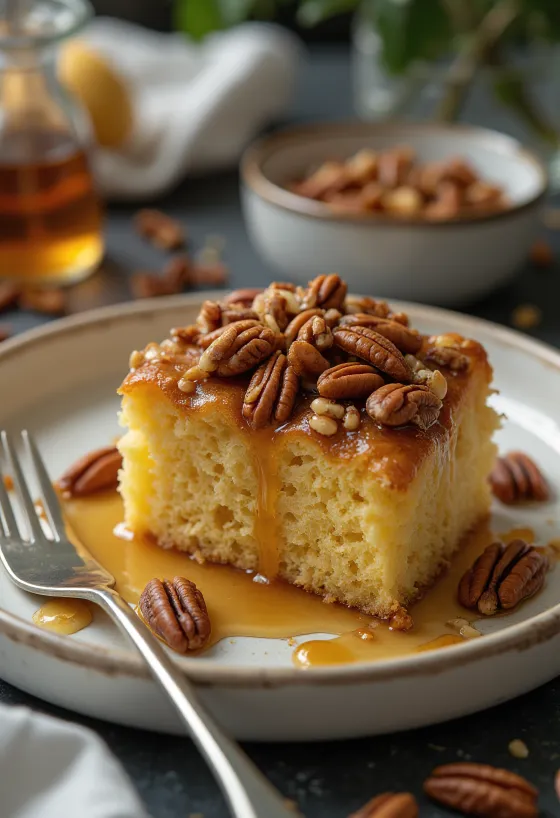 Pastel de nueces pecanas servido