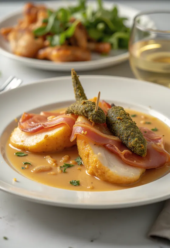 Saltimbocca sin gluten con pollo y prosciutto