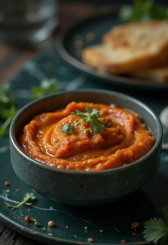 Salsa Romesco servida con platos a la parrilla