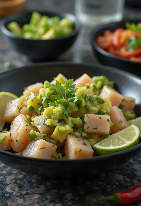 Ceviche mexicano con lima y aguacate