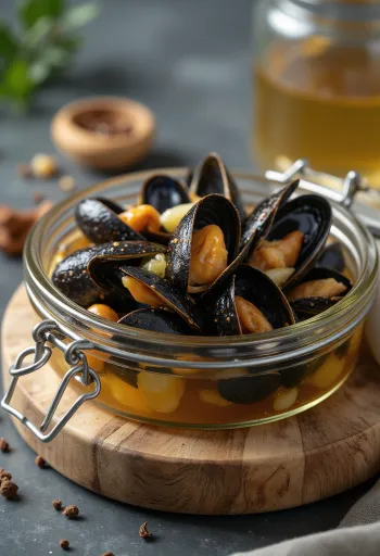 Mejillones en escabeche agridulce en tarro