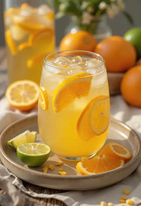 Sangría de sidra con cítricos servida fresca