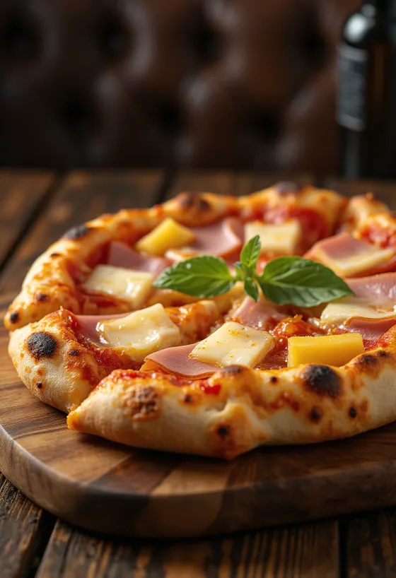 Pizza Hawaiana con piña y jamón