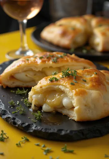 Calzone de queso de cabra dorado al horno