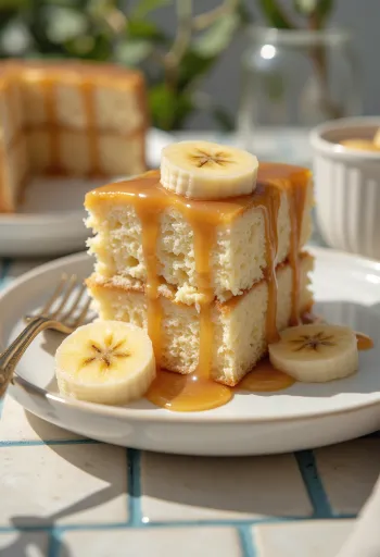 Tarta en capas de plátano y caramelo con nata montada