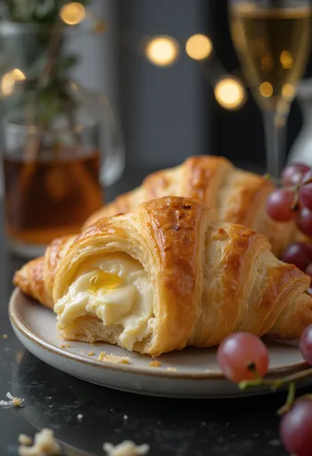 Croissant de queso de cabra servido