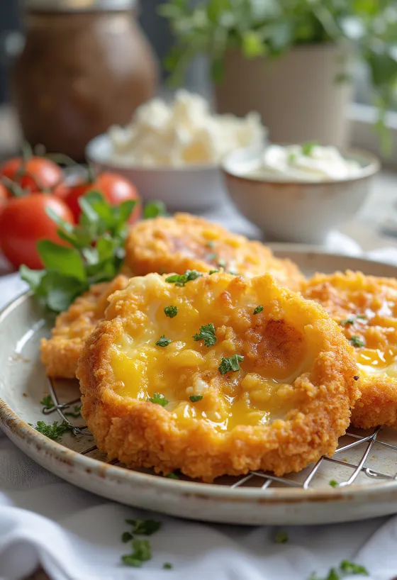 Berenjena empanada en rebozado crujiente, frita dorada