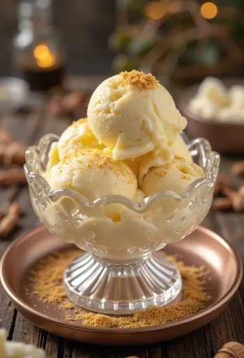 Helado de licor de huevo servido