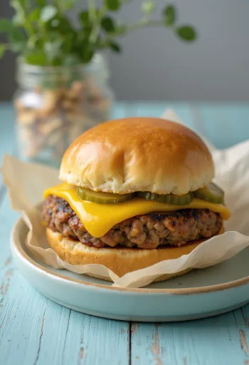 Hamburguesa vegana con queso y verduras frescas