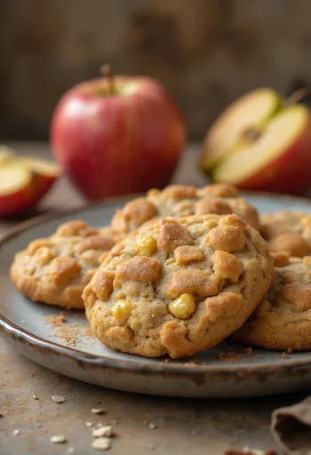 Galletas de manzana doradas espolvoreadas con azúcar glas
