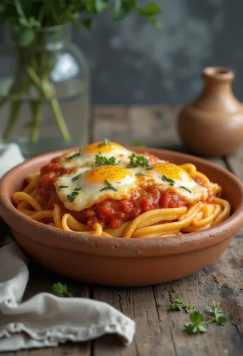 Parmigiana vegana con berenjenas asadas, queso vegetal y salsa de tomate en capas
