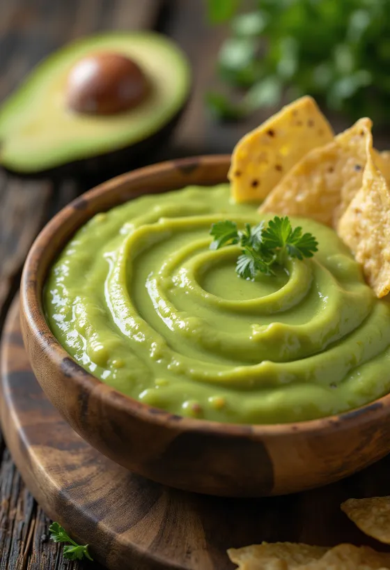 Salsa de aguacate y chile servida