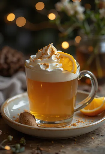 Sidra caliente reconfortante servida en vaso