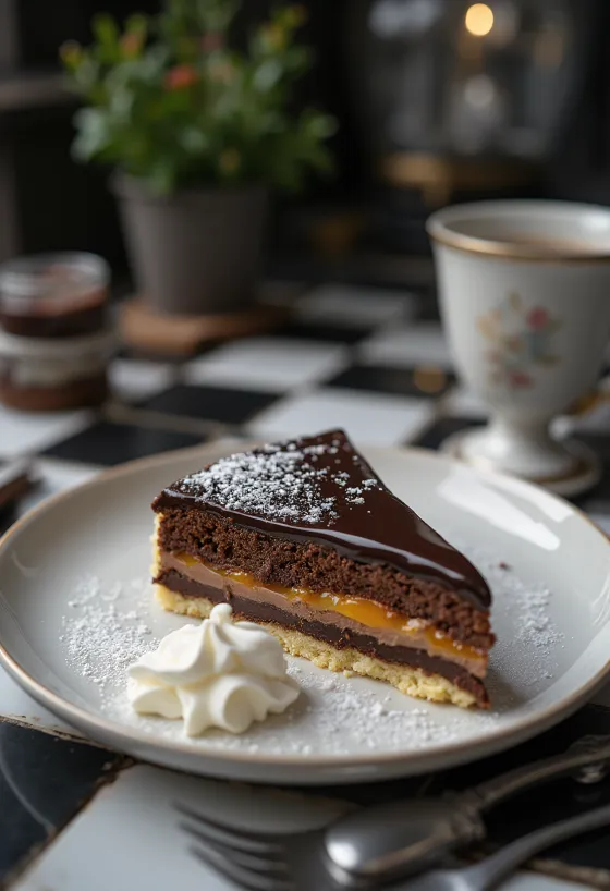 Tarta Sacher servida