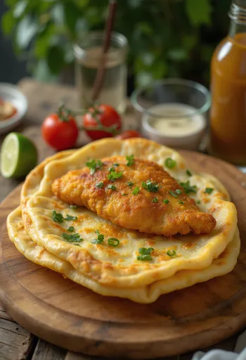 Bammy con pescado frito, pan de yuca con coco y pescado frito con lima