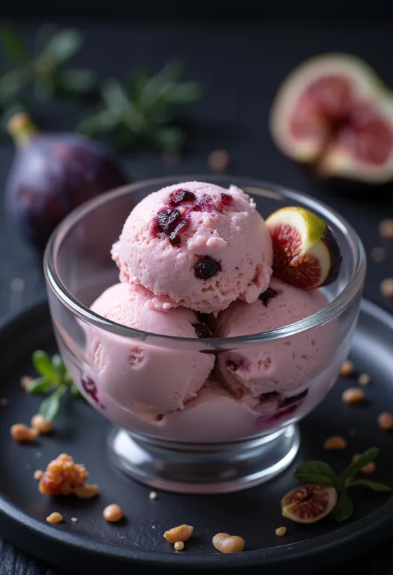 Helado de higos con trozos de fruta