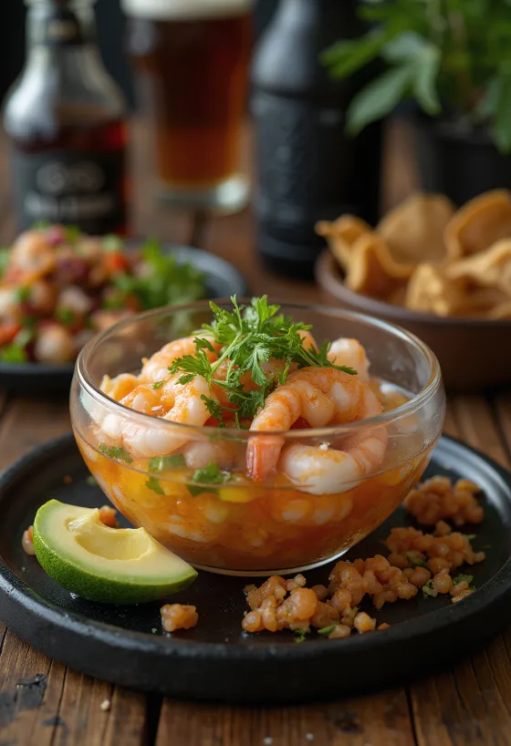 Ceviche mixto emplatado con lima y aguacate