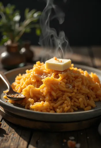 Arroz ahumado servido