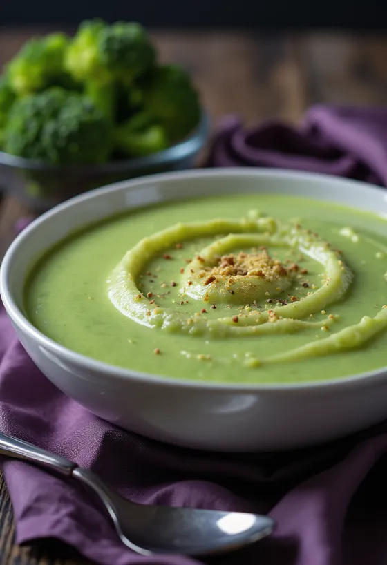 Salsa cremosa de brócoli servida