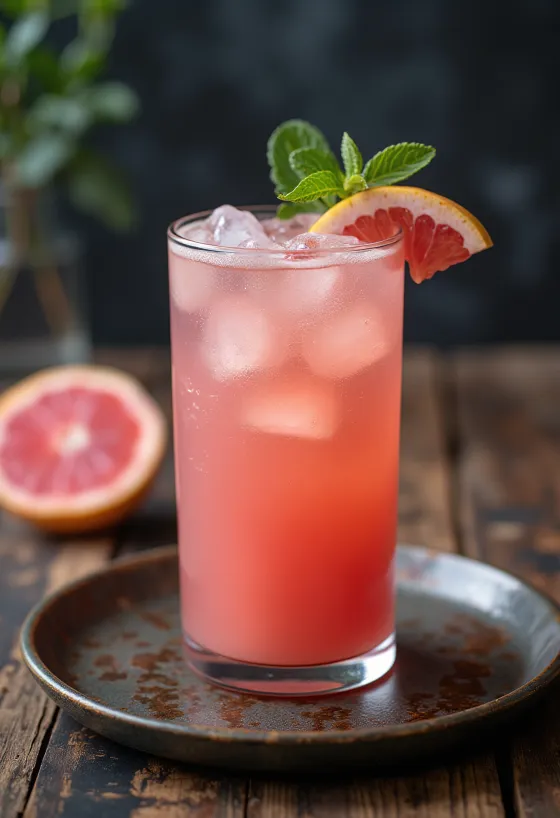 Zumo de pomelo servido en vaso