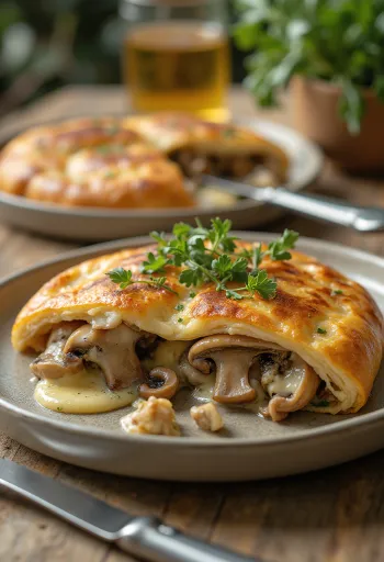 Calzone de boletus horneado hasta dorarse