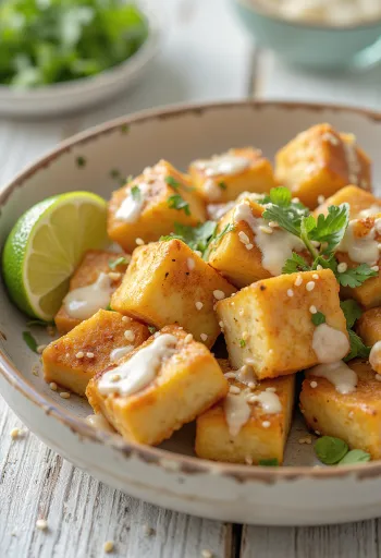 Tofu especiado con lima y tahini