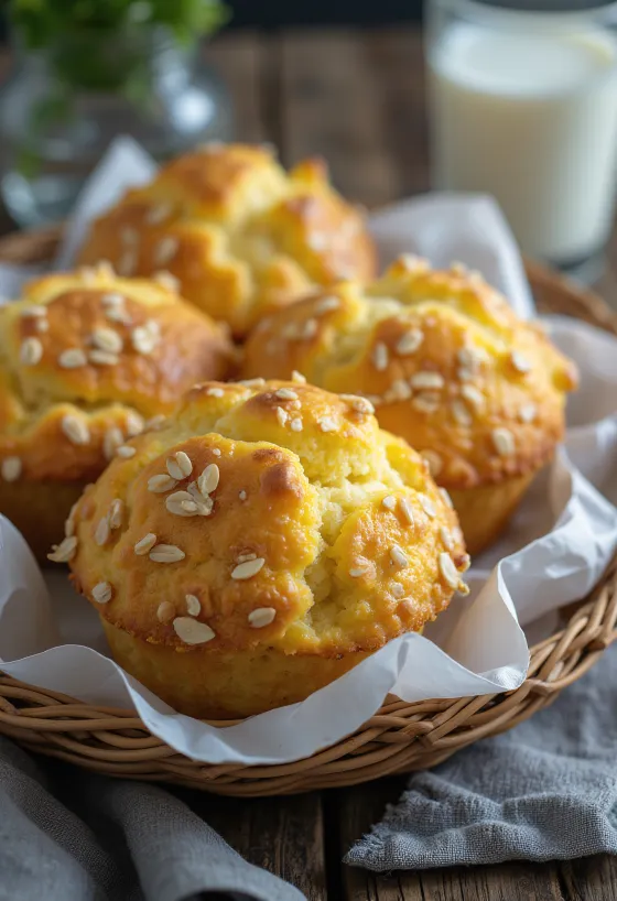 Muffins de avena y requesón servidos