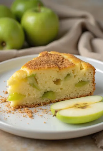 Tarta de manzana verde recién horneada