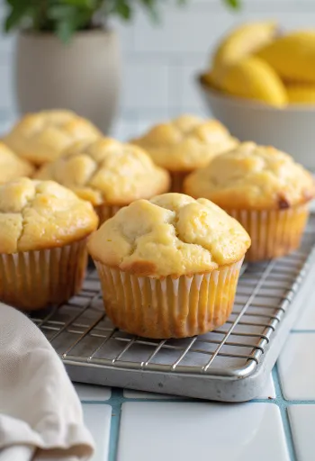 Muffins dorados de limón y plátano en molde