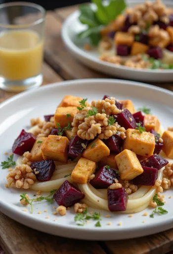 Ensalada de tofu especiado y remolacha