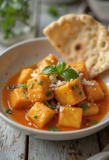Tofu asado en salsa tailandesa servido