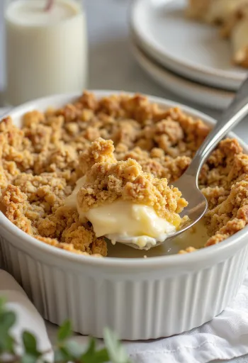 Pastel de avena y requesón servido