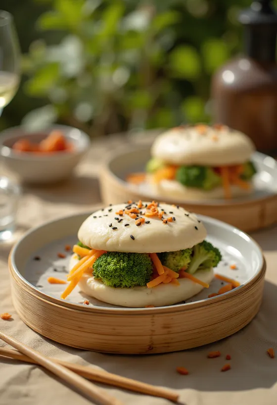 Bao bun de brócoli emplatado