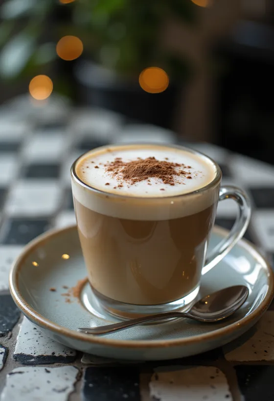 Café con espuma de leche servido fresco